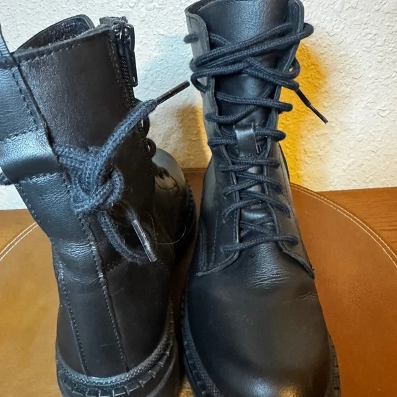 Steve Madden Jamisyn Black Buttery Leather Combat Boots 🥾 - Picture 3 of 10